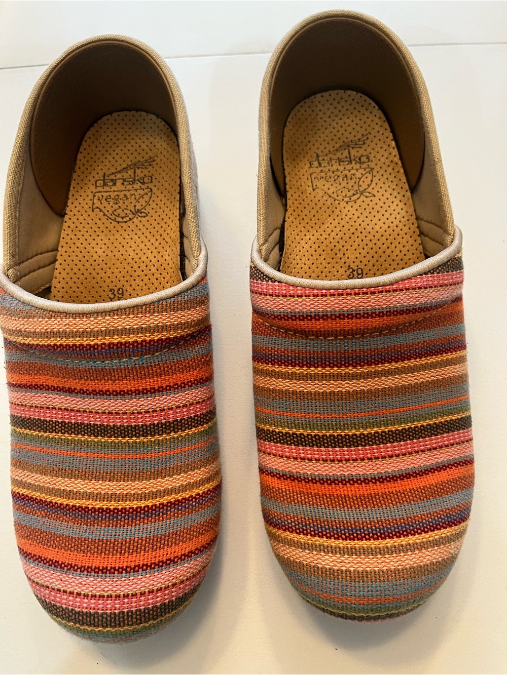 Dansko Jute Pro Vegan Multi-Stripe Professional Clogs Size 39